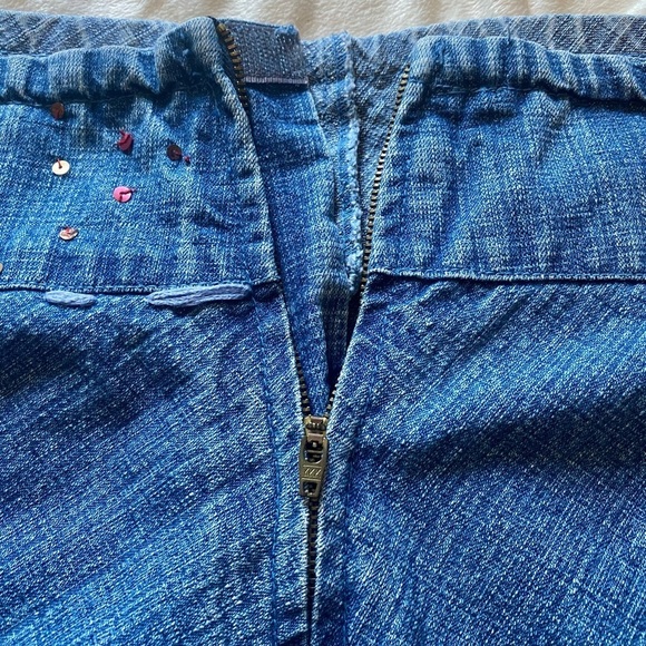 Vintage Studio West Sequined Embellished Blue Jean Denim Midi Skirt - Picture 10 of 10